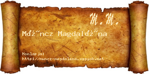 Müncz Magdaléna névjegykártya